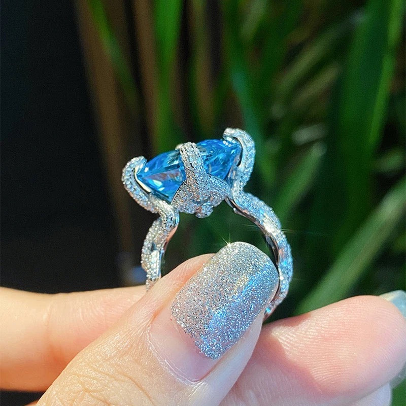 Aqua Sapphire Zirconia Ring