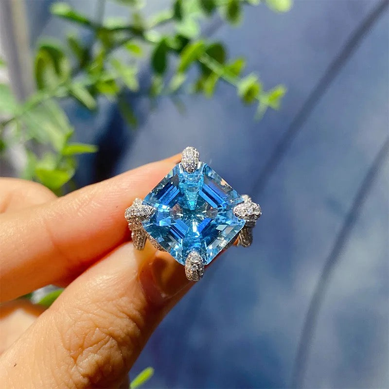 Aqua Sapphire Zirconia Ring
