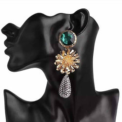 Emerald Flower Drop Earrings