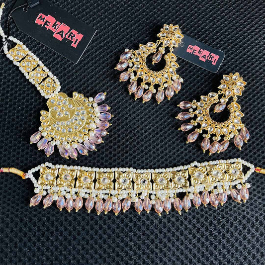 Ageless Golden Set With Pink Stones