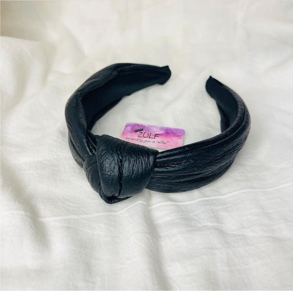 Black leather Knotted Headband