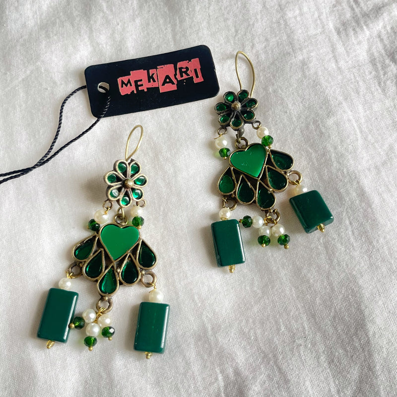 Green Phool Earrings