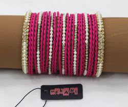 Hot Pink Twisted Pearl Bangles